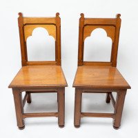 Bruce Talbert Attributed, a Pair of Gothic Revival Walnut Hall Chairs - Thumbnail 2