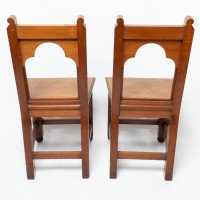 Bruce Talbert Attributed, a Pair of Gothic Revival Walnut Hall Chairs - Thumbnail 5