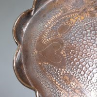 An Arts & Crafts Copper Tray with Floral Decoration & Folded Wavy Edges - Thumbnail 5