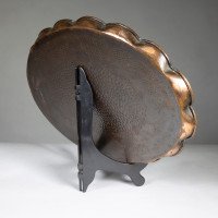 An Arts & Crafts Copper Tray with Floral Decoration & Folded Wavy Edges - Thumbnail 8
