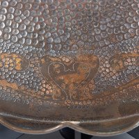 An Arts & Crafts Copper Tray with Floral Decoration & Folded Wavy Edges - Thumbnail 7
