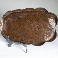 An Arts & Crafts Copper Tray Decorated with Swimming Fishes & Folded Wavy Edges - Thumbnail 2