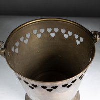 An Arts & Crafts Brass Champagne Bucket with Pierced Voysey Style Heart Decor - Thumbnail 13