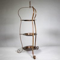 An Arts & Crafts Copper Cake Stand with Three Matching Copper Plates - Thumbnail 4