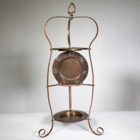 An Arts & Crafts Copper Cake Stand with Three Matching Copper Plates - Thumbnail 6