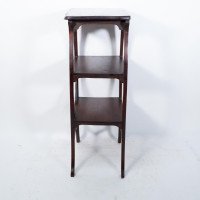 An Art Nouveau Mahogany Three-Tier Plant Stand with Shallow Floral Carving - Thumbnail 3