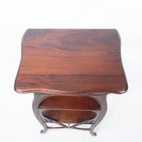 An Art Nouveau Mahogany Three-Tier Plant Stand with Shallow Floral Carving - Thumbnail 6