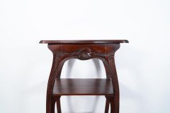 An Art Nouveau Mahogany Three-Tier Plant Stand with Shallow Floral Carving - Thumbnail 8