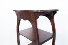 An Art Nouveau Mahogany Three-Tier Plant Stand with Shallow Floral Carving - Thumbnail 9