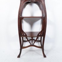 An Art Nouveau Mahogany Three-Tier Plant Stand with Shallow Floral Carving - Thumbnail 11