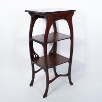 An Art Nouveau Mahogany Three-Tier Plant Stand with Shallow Floral Carving - Thumbnail 13