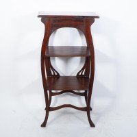 An Art Nouveau Mahogany Three-Tier Plant Stand with Shallow Floral Carving - Thumbnail 14