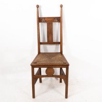 Shapland & Petter. Arts & Crafts Oak Desk or Side Chair with Pierced Hearts - Thumbnail 2