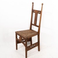 Shapland & Petter. Arts & Crafts Oak Desk or Side Chair with Pierced Hearts - Thumbnail 4