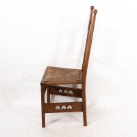 Shapland & Petter. Arts & Crafts Oak Desk or Side Chair with Pierced Hearts - Thumbnail 5