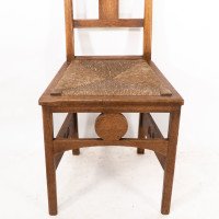 Shapland & Petter. An Arts & Crafts Oak Desk or Side Chair with Pierced Hearts - Thumbnail 7