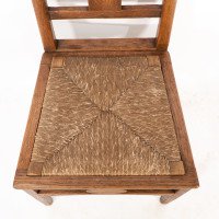 Shapland & Petter. An Arts & Crafts Oak Desk or Side Chair with Pierced Hearts - Thumbnail 9