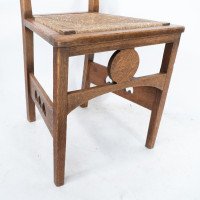 Shapland & Petter. Arts & Crafts Oak Desk or Side Chair with Pierced Hearts - Thumbnail 10