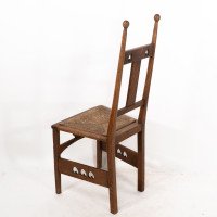 Shapland & Petter. An Arts & Crafts Oak Desk or Side Chair with Pierced Hearts - Thumbnail 11