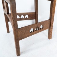 Shapland & Petter. An Arts & Crafts Oak Desk or Side Chair with Pierced Hearts - Thumbnail 12