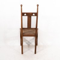 Shapland & Petter. An Arts & Crafts Oak Desk or Side Chair with Pierced Hearts - Thumbnail 13
