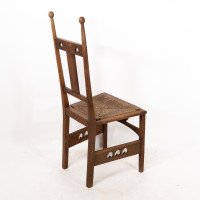Shapland & Petter. Arts & Crafts Oak Desk or Side Chair with Pierced Hearts - Thumbnail 14