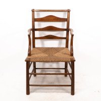 C. R. Ashbee. An Arts & Crafts Rush Seat Ladder Back Armchair - Thumbnail 2