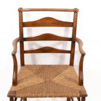 C. R. Ashbee. An Arts & Crafts Rush Seat Ladder Back Armchair - Thumbnail 6