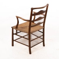 C. R. Ashbee. Arts & Crafts Rush Seat Ladder Back Armchair - Thumbnail 14