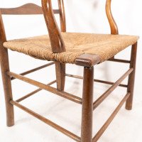 C. R. Ashbee. Arts & Crafts Rush Seat Ladder Back Armchair - Thumbnail 13