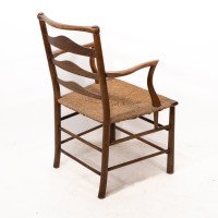 C. R. Ashbee. Arts & Crafts Rush Seat Ladder Back Armchair - Thumbnail 16