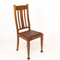 A Set of Four Arts & Crafts Oak Dining Chairs with Comfortable Shaped Backs - Thumbnail 2