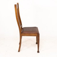 A Set of Four Arts & Crafts Oak Dining Chairs with Comfortable Shaped Backs - Thumbnail 5