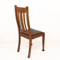 A Set of Four Arts & Crafts Oak Dining Chairs with Comfortable Shaped Backs - Thumbnail 7