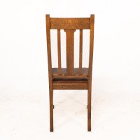 A Set of Four Arts & Crafts Oak Dining Chairs with Comfortable Shaped Backs - Thumbnail 8