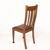 A Set of Four Arts & Crafts Oak Dining Chairs with Comfortable Shaped Backs - Thumbnail 9