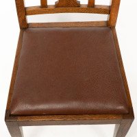 A Set of Four Arts & Crafts Oak Dining Chairs with Comfortable Shaped Backs - Thumbnail 14