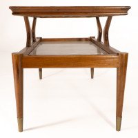 Italian Teak Two-Tier Coffee Table with Wavy Glass Supports c.1960 - Thumbnail 11