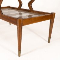 An Italian Teak Two-Tier Coffee Table with Wavy Glass Supports - Thumbnail 12
