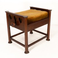 J. S. Henry In the style of Voysey. Arts & Crafts Walnut Adjustable Piano Stool