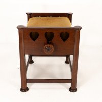 J. S. Henry In the style of Voysey. Arts & Crafts Walnut Adjustable Piano Stool - Thumbnail 3