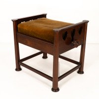 J. S. Henry In the style of Voysey. Arts & Crafts Walnut Adjustable Piano Stool - Thumbnail 4