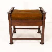 J. S. Henry In the style of Voysey. Arts & Crafts Walnut Adjustable Piano Stool - Thumbnail 5