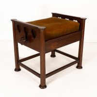J. S. Henry In the style of Voysey. Arts & Crafts Walnut Adjustable Piano Stool - Thumbnail 6