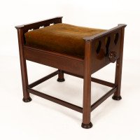 J. S. Henry In the style of Voysey. Arts & Crafts Walnut Adjustable Piano Stool - Thumbnail 8