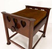 J. S. Henry In the style of Voysey. Arts & Crafts Walnut Adjustable Piano Stool - Thumbnail 11