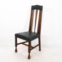 Liberty & Co. Attributed, Set of 3 Dining Chairs with Voysey Style Inlaid Pewter Heart - Thumbnail 6