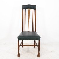 Liberty & Co. Attributed, Set of 3 Dining Chairs with Voysey Style Inlaid Pewter Heart - Thumbnail 5