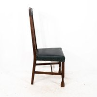 Liberty & Co. Attributed, Set of 3 Dining Chairs with Voysey Style Inlaid Pewter Heart - Thumbnail 7