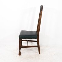 Liberty & Co. Attributed, Set of 3 Dining Chairs with Voysey Style Inlaid Pewter Heart - Thumbnail 8